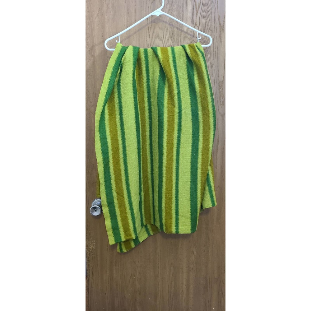 Vintage Green Stiped Alitalia Italian Airline Blanket shawl Lanerossi Italy